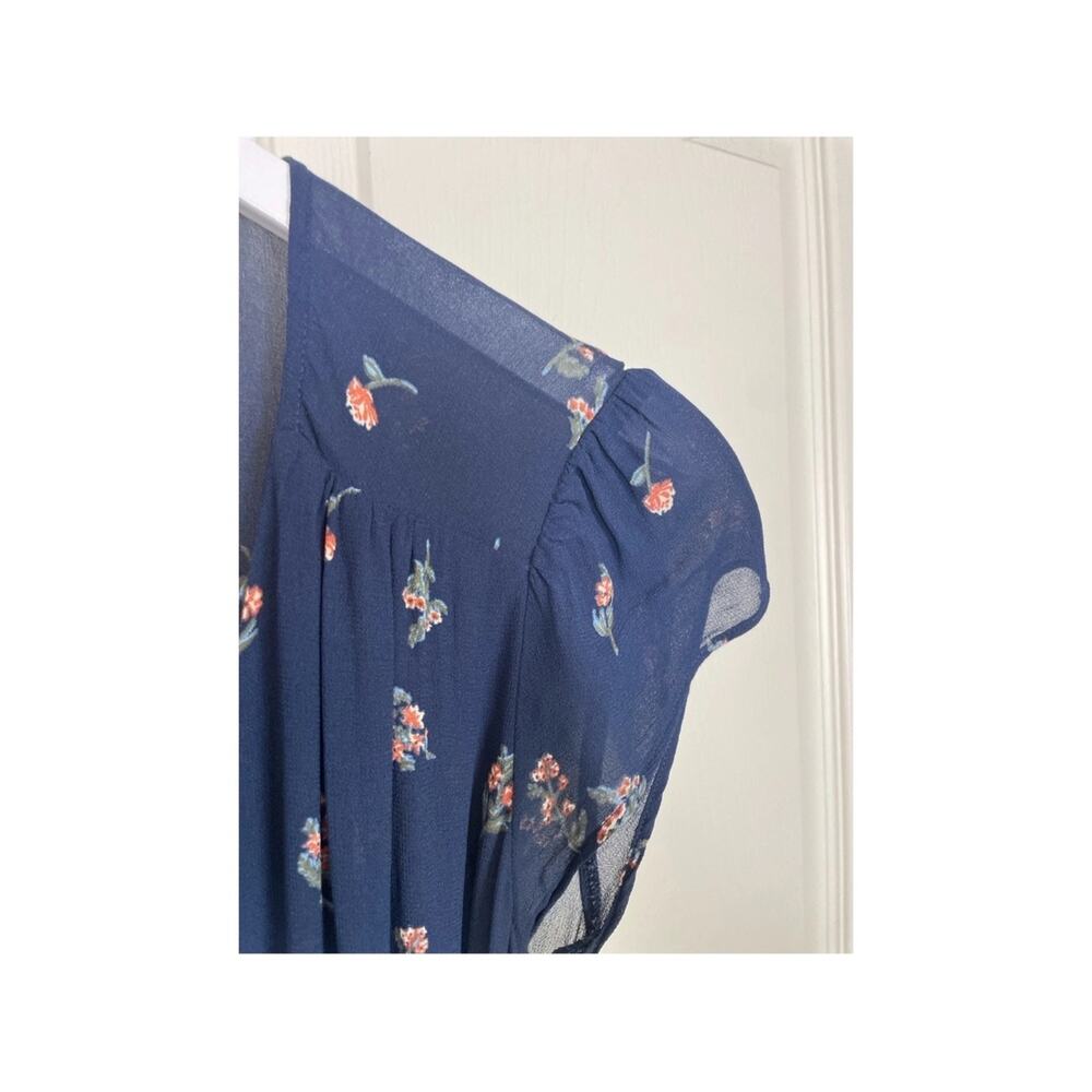 Reformation Oyster Navy Floral Wrap Mini Dress Sz M - Picture 5 of 9